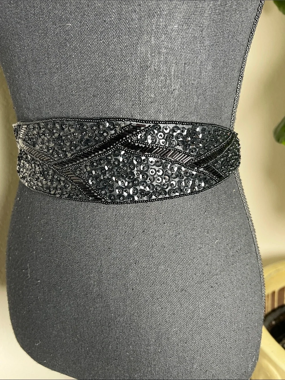 MILOR Women’s Vintage Hand Beaded Sequin Art Deco Geometric Statement Belt OS